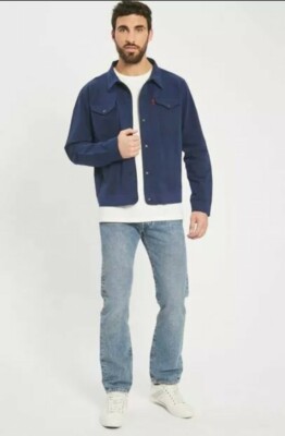 Levi's Men's Engineered Knit Navy Blue Button Jacket 72817-001 size SMALL NWT
