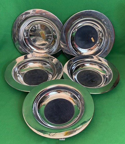 Lot Of 5 Vintage Metal Church Offering Collection Plates Made In USA.