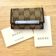 Vintage Gucci GG Canvas and Faux Leather Key Holder Wallet Serial Code Pamphlet