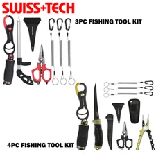 Swiss+Tech 3PC/4PC Fishing Tool Kit Fish Gripper Scale Fish Fillet Knife Lanyard