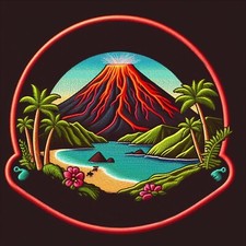 Hawaii Volcanoes National Park Patch Iron-on Applique Nature Badge, Mauna Loa