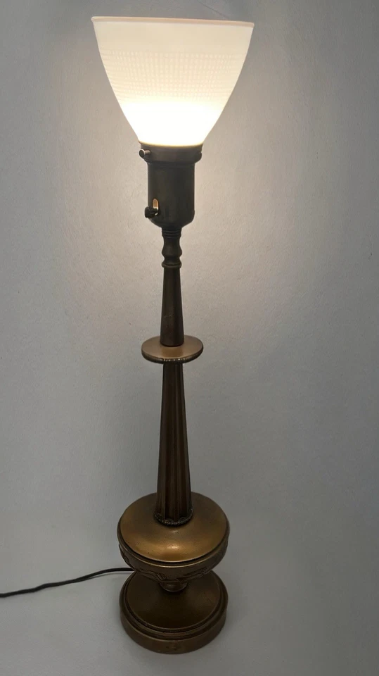 Vintage Rembrandt-Style Brass Torchiere Table Lamp - Image 2 of 4
