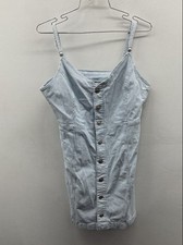 American Eagle Women's Blue White Striped Button Front Cami Mini Dress Sz L