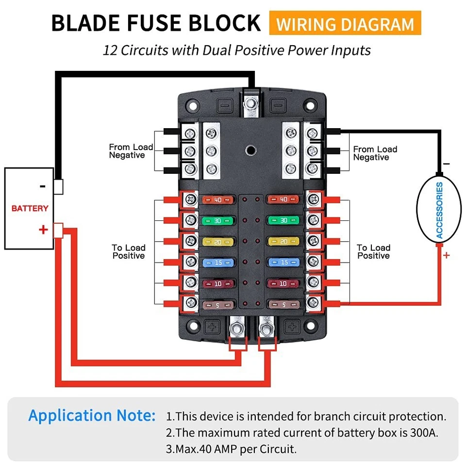 LED Warning 12 Way Circuit Fuse Block for Auto, Marine & RV Applications - Image 4 of 4