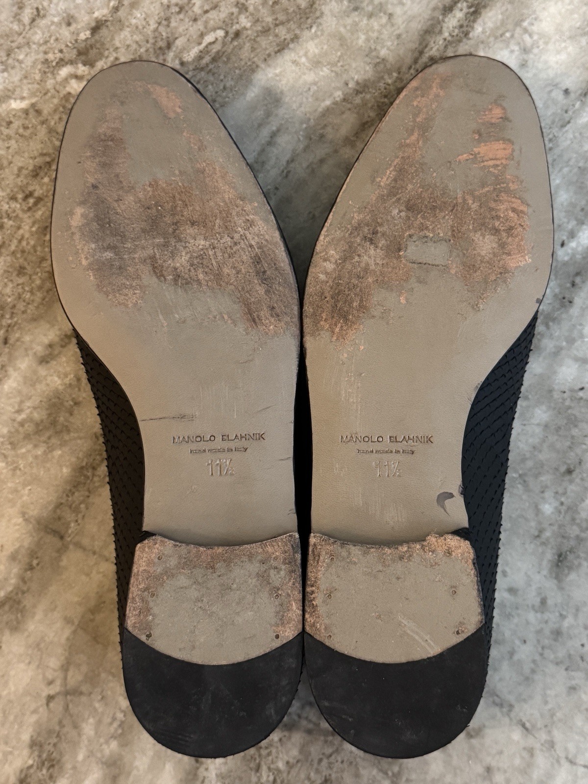 MANOLO BLAHNIK BLACK PYTHON SNAKE SKIN MARIO LOAF… - image 9