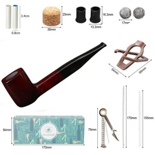 Handmade Smooth Briar Wood Tobacco Pipe 3mm filter  Square Bowl Smoking Tool Set