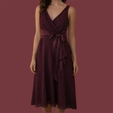 Chaps Ralph Lauren Dress Purple Satin Chiffon A-Line Cocktail Women's 4 Small
