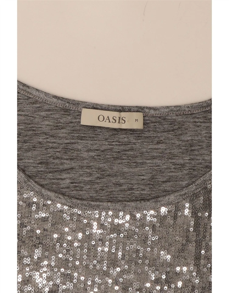 OASIS Womens Sequin Blouse Top UK 14 Medium Grey Polyester AO02 - Image 3 of 3