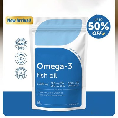 Supreme Omega-3 Fish Oil High EPA & DHA, Omega-3 with Vitamin D3, 60ct