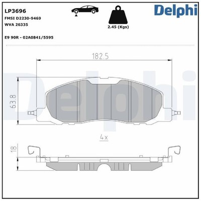 Delphi Bremsbelagsatz Bremsklötze vorne L1MC2001AH L1MZ2001A 24980021