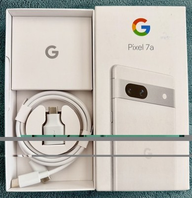 Google Pixel 7a Snow 128GB Empty Box   No Phone With Accessories Model GWKK3