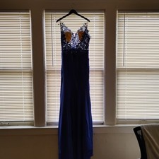 Mermaid Satin Strapless Royal Blue Long Prom Dress Wedding Dress with Train