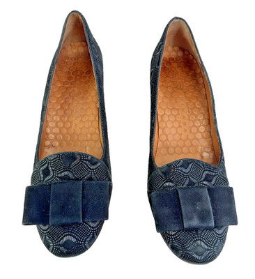 Chie Mihara Damenschuhe schwarz strukturiert Pumps Blockabsatz Schleife Akzent Größe UK8
