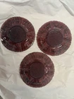 Vintage DELL TULIP PATTERN DESSERT PLATES Amethyst Purple Depression Glass, 3