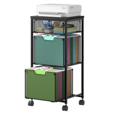 3 Drawer Mobile File Cabinet for Home Office, Rolling Filing Cabinet on Locka...