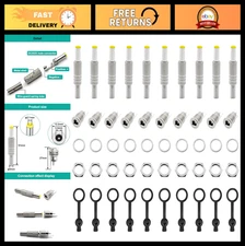 10 Pairs 12V/24V DC Power Jack Plug Adapter 5.5mm x 2.1mm Metal Barrel Connector