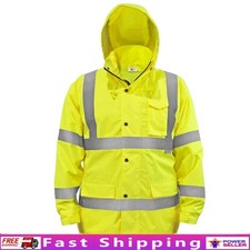 High Visibility Waterproof Jacket ANSI ISEA Class 3 Heavy Duty Windproof Zipper