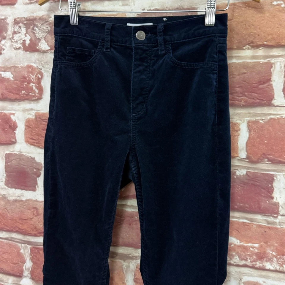 Pantalones Ann Taylor LOFT Mujer 2 Azul Oscuro Terciopelo Terciopelo Ajustados Elásticos Cremallera Foto 4 de 4