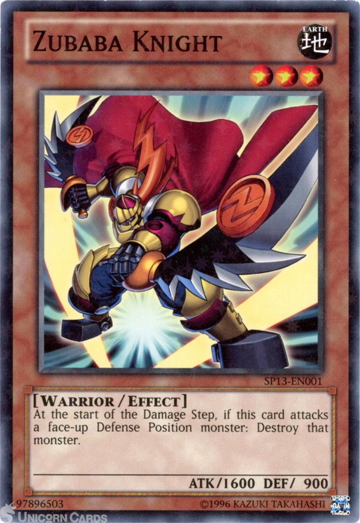 SP13-EN001 Zubaba Knight : Starfoil Rare UNL Edition Mint YuGiOh Card