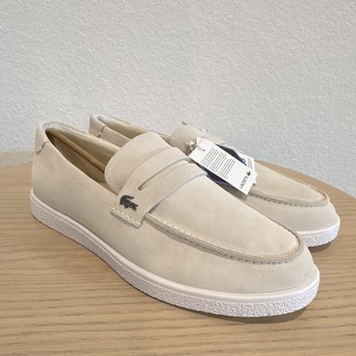 Lacoste Cochet 125 1 CMA Men s US Off White Suede Slip-On Loafers NIB