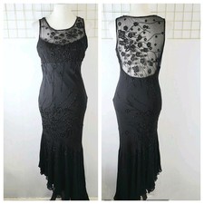 Sue Wong Womens Dress Medium Nocturne Silk Embellished Asymmetric Hem VTG-Read