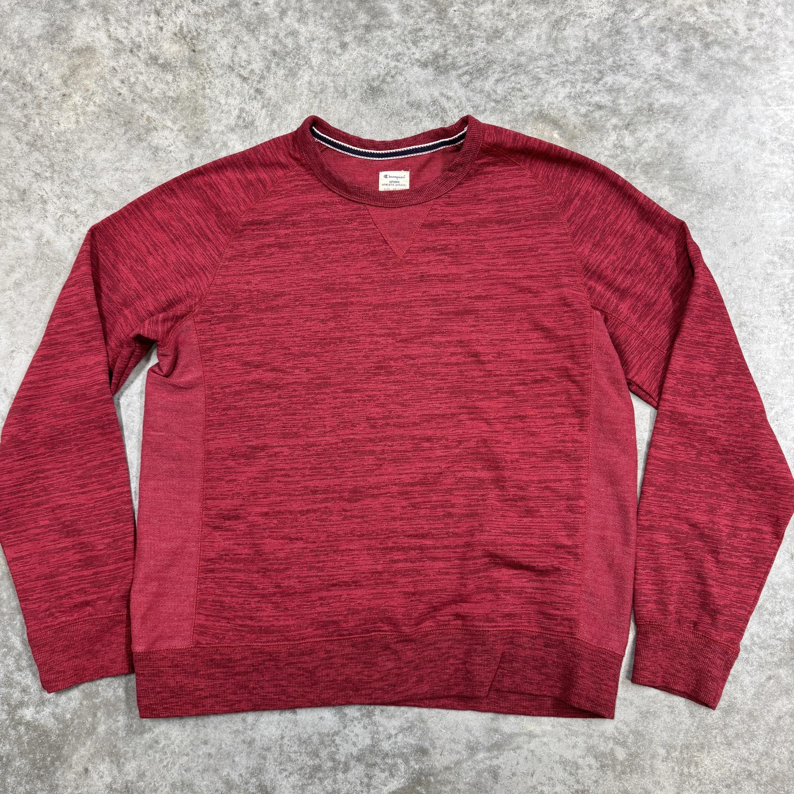 Champion Sweatshirt Mens 2XL Red Heather Crewneck Pullover Athletic Raglan