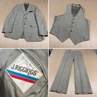 Vintage 70s J Riggins 3 Piece Hopsack Suit Jacket 40 Pants 32x33 Vest Blazer
