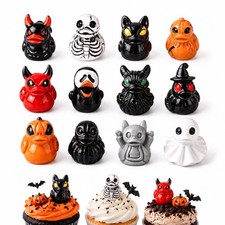 12 Styles Halloween Mini Resin Ducks,Spooky Desktop Party Decor Skeleton Pumpkin