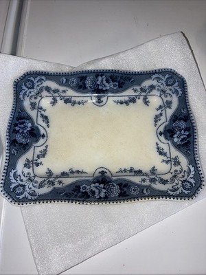 Ford & Sons Flower Blue and White Porcelain Ironstone Platter 10x8 Vintage
