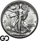 1938-D Walking Liberty Half Dollar, Choice AU++ Better Date Denver Issue