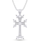 Armenian Cross Pendant 18" Necklace 14K Gold Plated 925 Sterling Silver