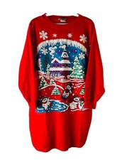 Vintage 80s One Size Snowy Trees Winter Bears Faded Sleep Shirt Nightgown USA