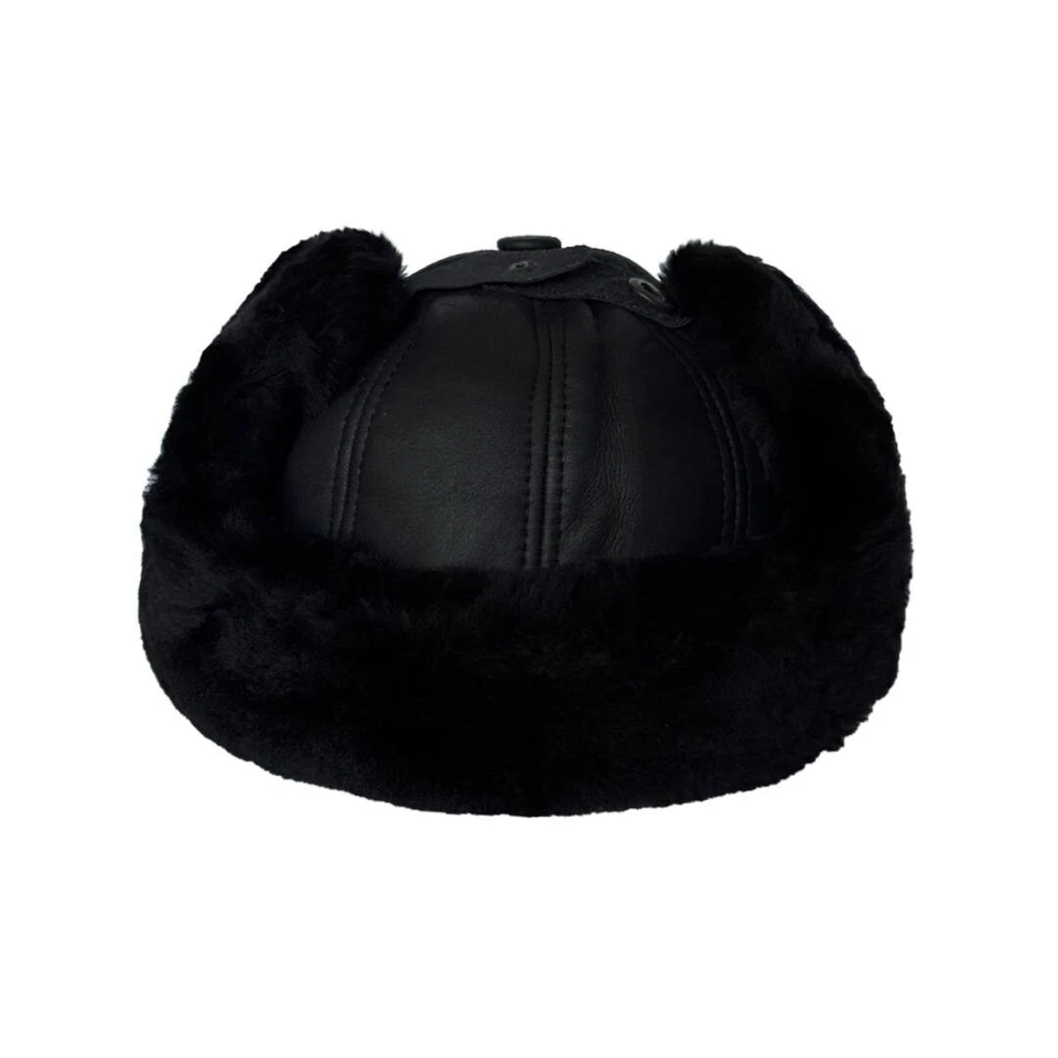 Sombrero Ushanka de piel de oveja ruso genuino de piel de oveja trampero Foto 3 de 4