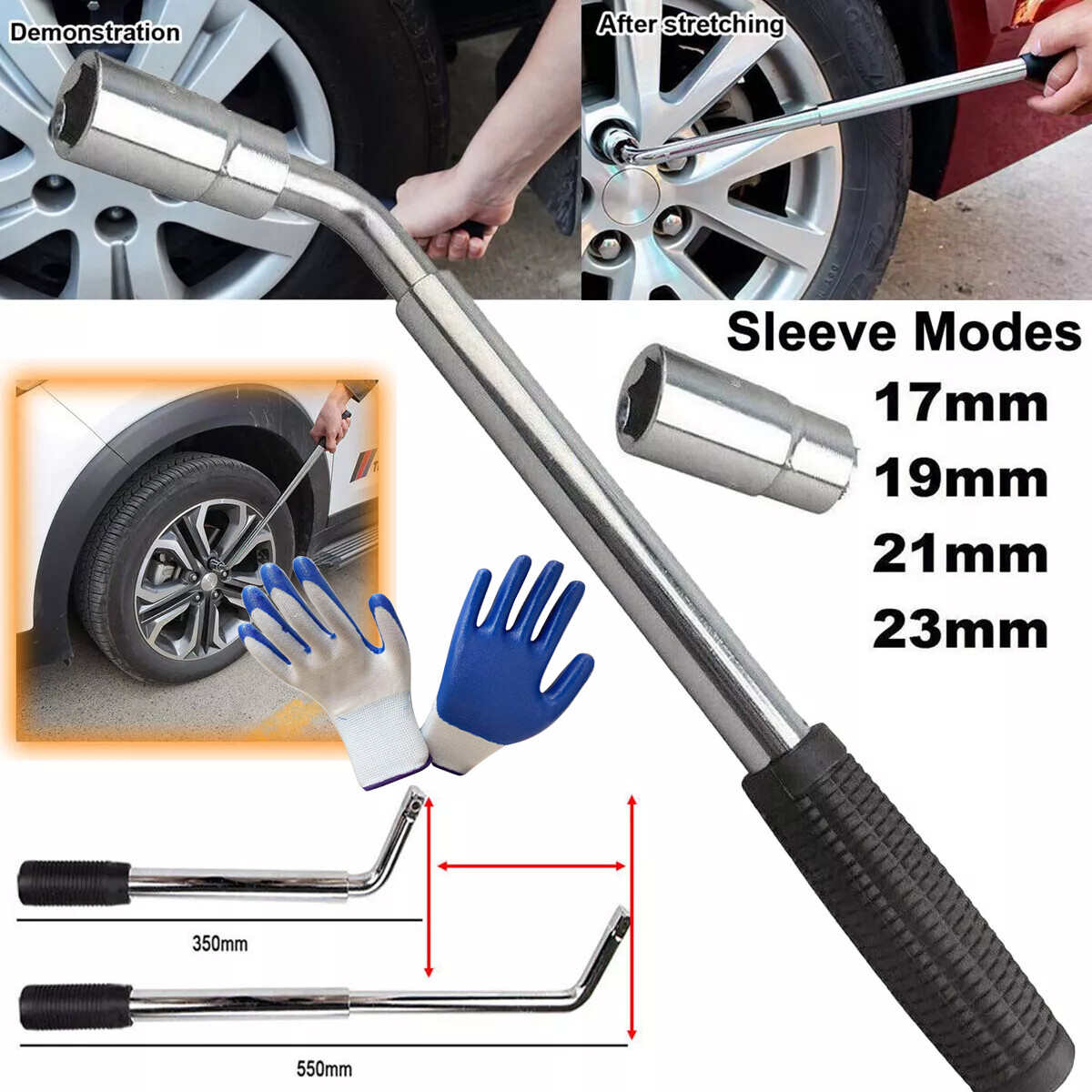 17 19 21 23MM Heavy Duty Car Van Wheel Brace Socket Tyre Nut Spanner Wrench..