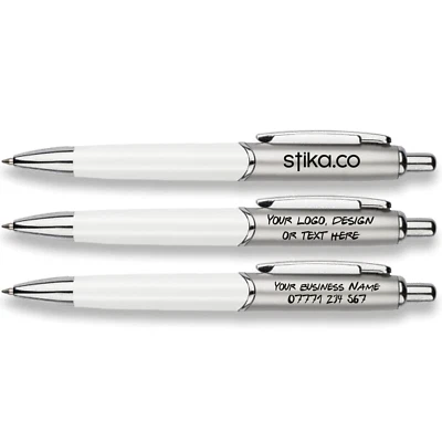 Imprimé Personnalisé Blanc Chrome Stylos, Stylo à Bille Promotionnel - Photo 1/4