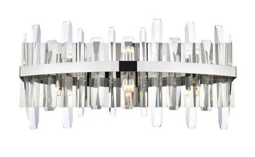 Wall Sconce Bathroom Vanity Chrome and Crystal 6 Light Lighting Fixture 24" - Picture 4 of 7