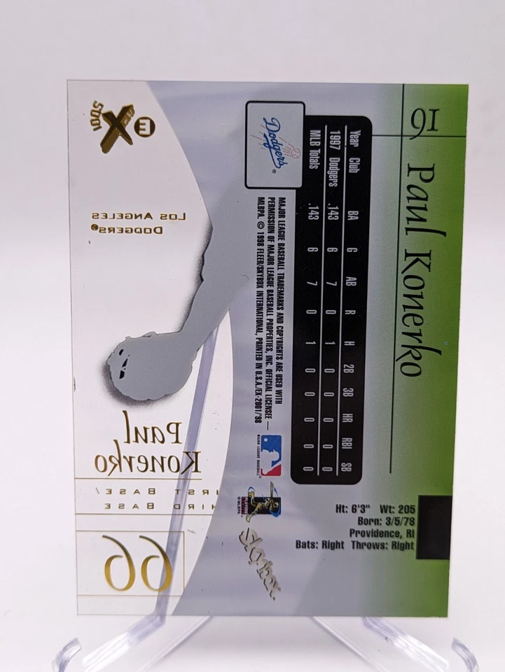 💥 1998 E-X2001 #91 Paul Konerko Clear #16; LA Dodgers Foto 2 de 2