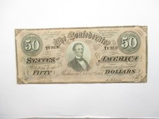 1864 US Confederate States of America $50.00 Note Dated Feb 17