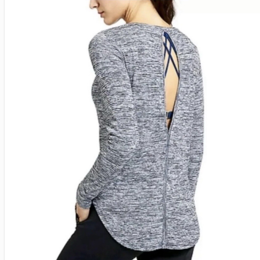 Athleta Navy Striped Breezy Split Back Athletic T… - image 1