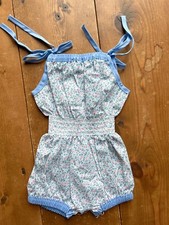 Vintage Sleeveless ROMPER SUNSUIT Tie Straps One Piece NOS New 12m