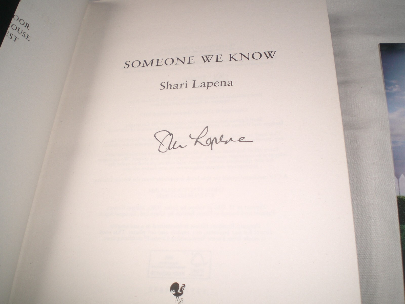 SHARI LAPENA - Someone We Know SIGNED Hb - 2019 - with promotional postcard
