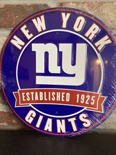 New York Giants NFL 12" Round Metal Embossed Sign Gym Garage Mancave She Shed
