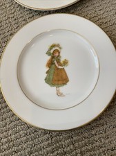 Vintage Holly Hobby 1974 Limited Edition Green Girl Dessert Plates Set Of 8