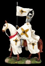 Chevalier Figurine Pour Cheval - Croisés Avec Drapeau - Médiéval Déco Statue