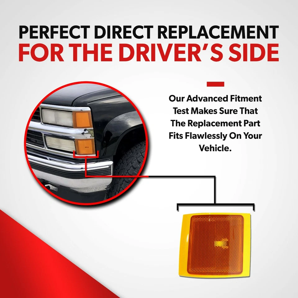 For Chevrolet C1500 C2500 K1500 K2500 Suburban Corner Side Marker Light Driver - Image 4 of 4