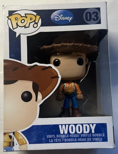 Funko Pop! Pixar - Woody #03 Toy Story Rare 2012 Blue Logo Version Authentic