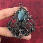 Labradorite Gemstone Pendant Copper Wire Wrapped Octopus Pendant Gift For Friend