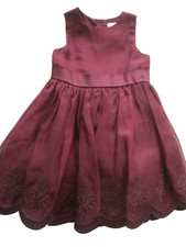 NEW Janie and Jack Special Occasion 3T Maroon Embroidered Silk Holiday Dress