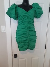 Fashion Nova Green Mini Ruched Dress Sz XS