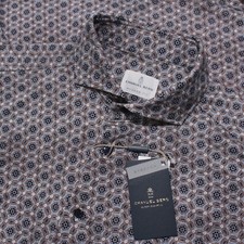 Emanuel Berg NWT Marseille Casual Button Down Shirt Size 40 15.75 M Blue/Multi